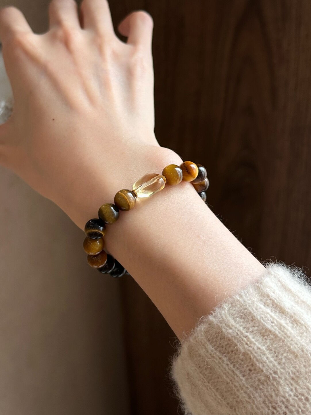Sylvan/Liunian Secret Realm New Chinese Style Citrine Bracelet Natural Tiger's Eye Stone Career Bracelet · 16.5cm (fits approximately 14-15 wrist circumference)