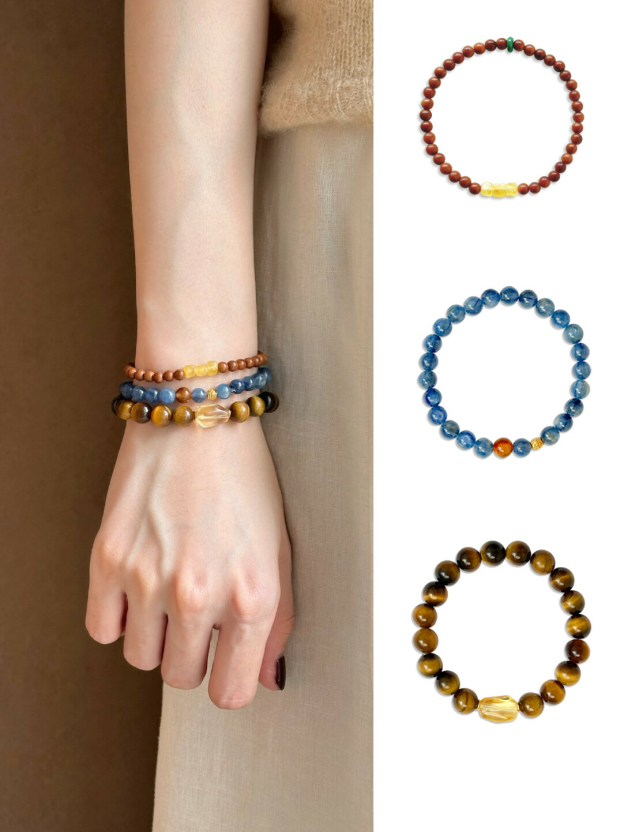 Citrine Bracelet Natural Tiger's Eye Stone Bracelet Career Success Bracelet