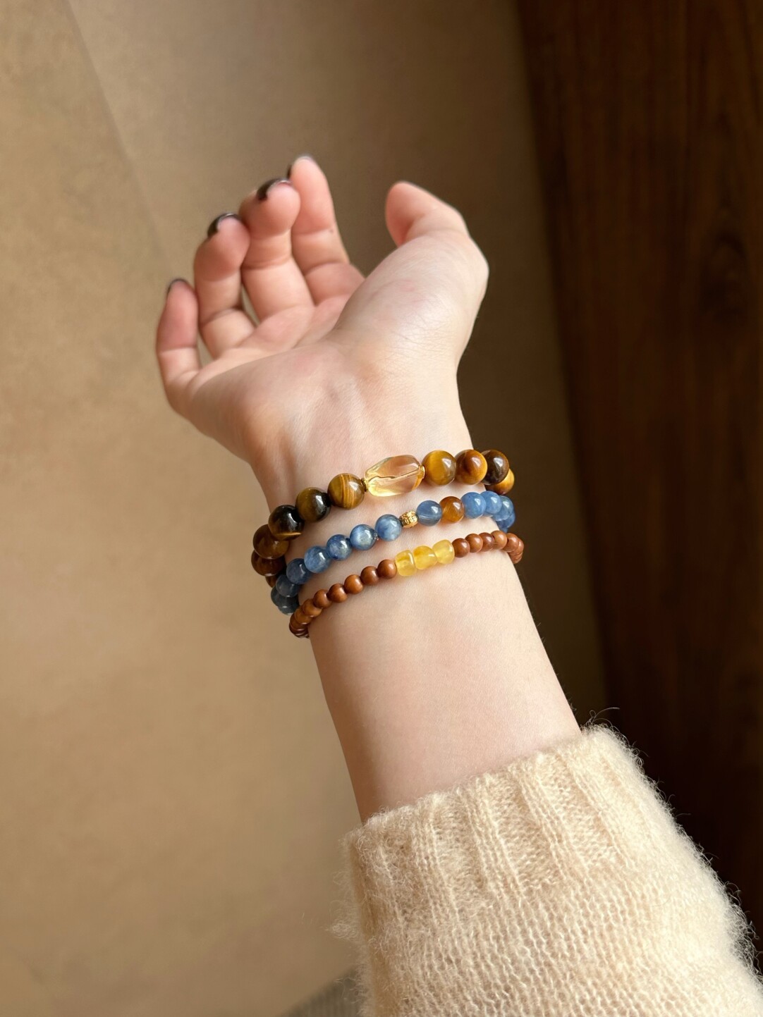 Sylvan/Liunian Secret Realm New Chinese Style Citrine Bracelet Natural Tiger's Eye Stone Career Bracelet · 16.5cm (fits approximately 14-15 wrist circumference)