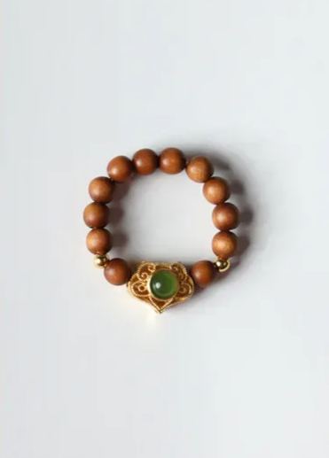 Black sandalwood ring from Mysore, India / S925 silver / Jasper / New Chinese style