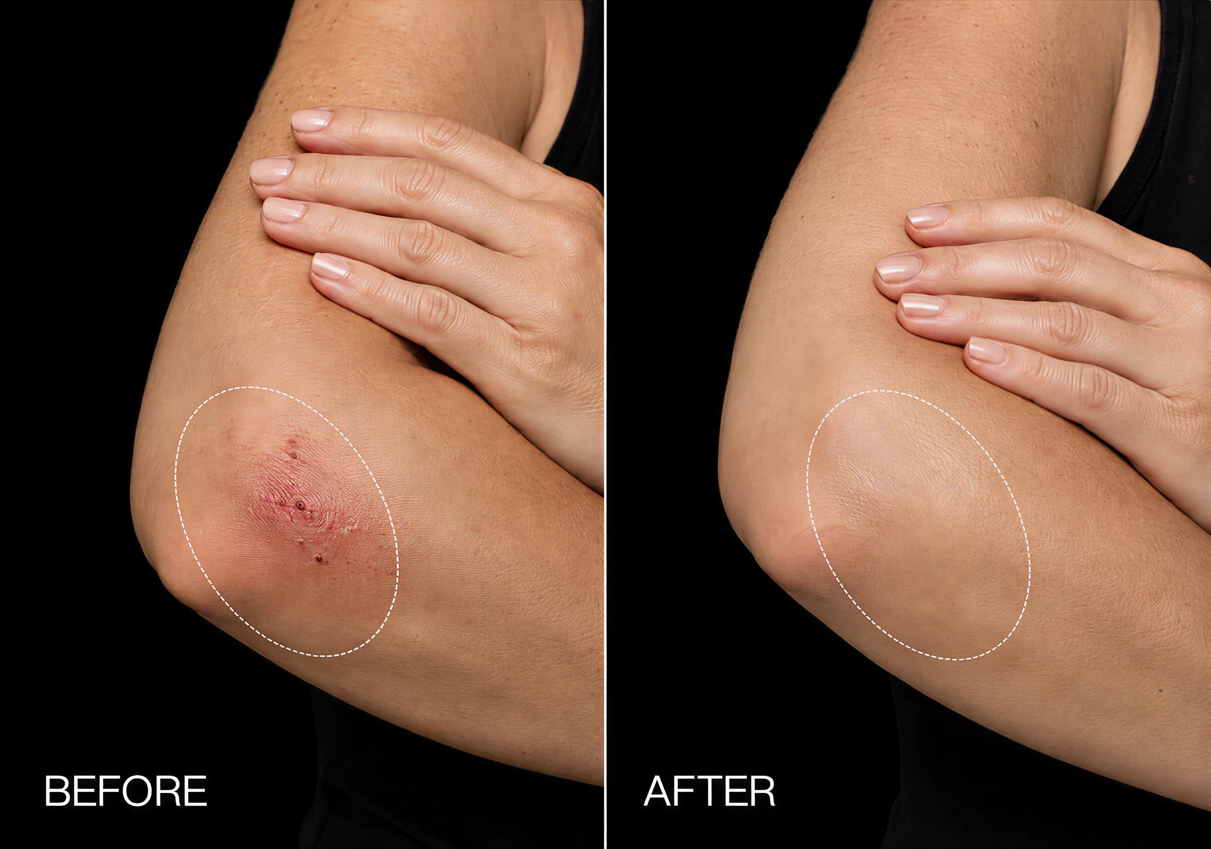 Wound healing before and after