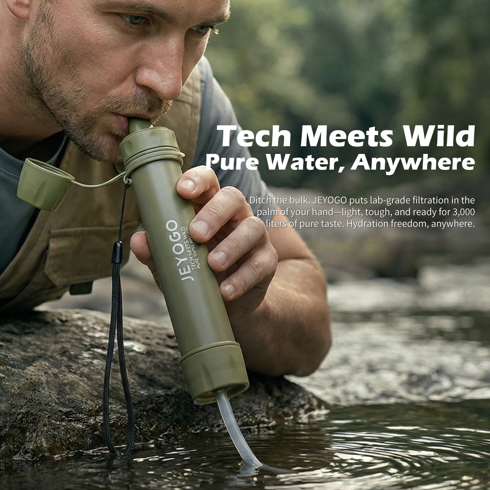 JEYOGO Water Filter Straw - Personal Portable Water Purifier for Hiking, Camping, Emergency Gear & Survival Kit | SGS Tested for Safety | Outdoor Gear