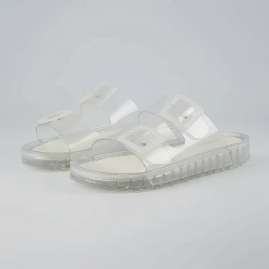 Summer Double Buckle Jelly Slide SandalsSummer Double Buckle Jelly Slide Sandals - Image 3