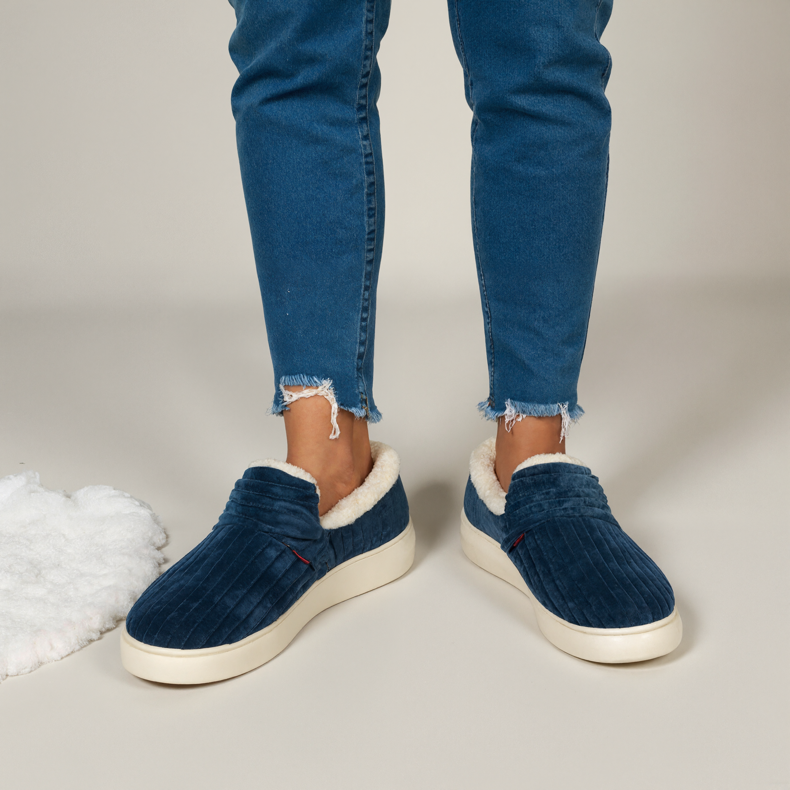 Ribbed Home Slippers With Non Slip Base