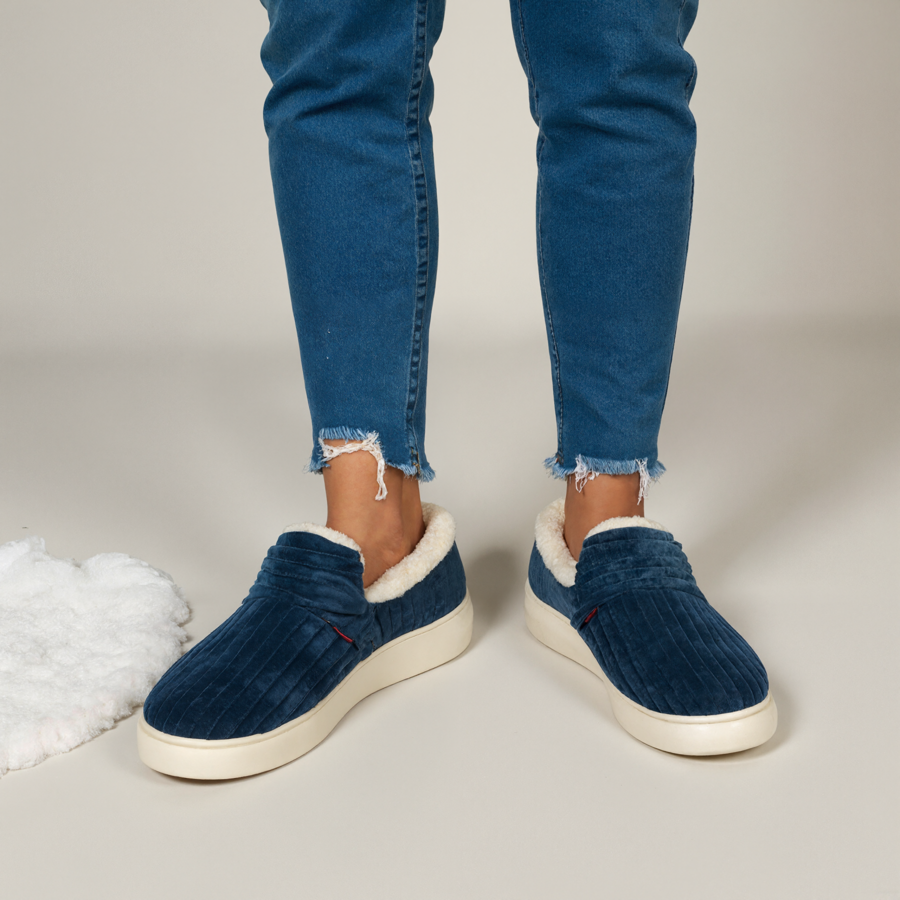 Ribbed Home Slippers With Non Slip Base