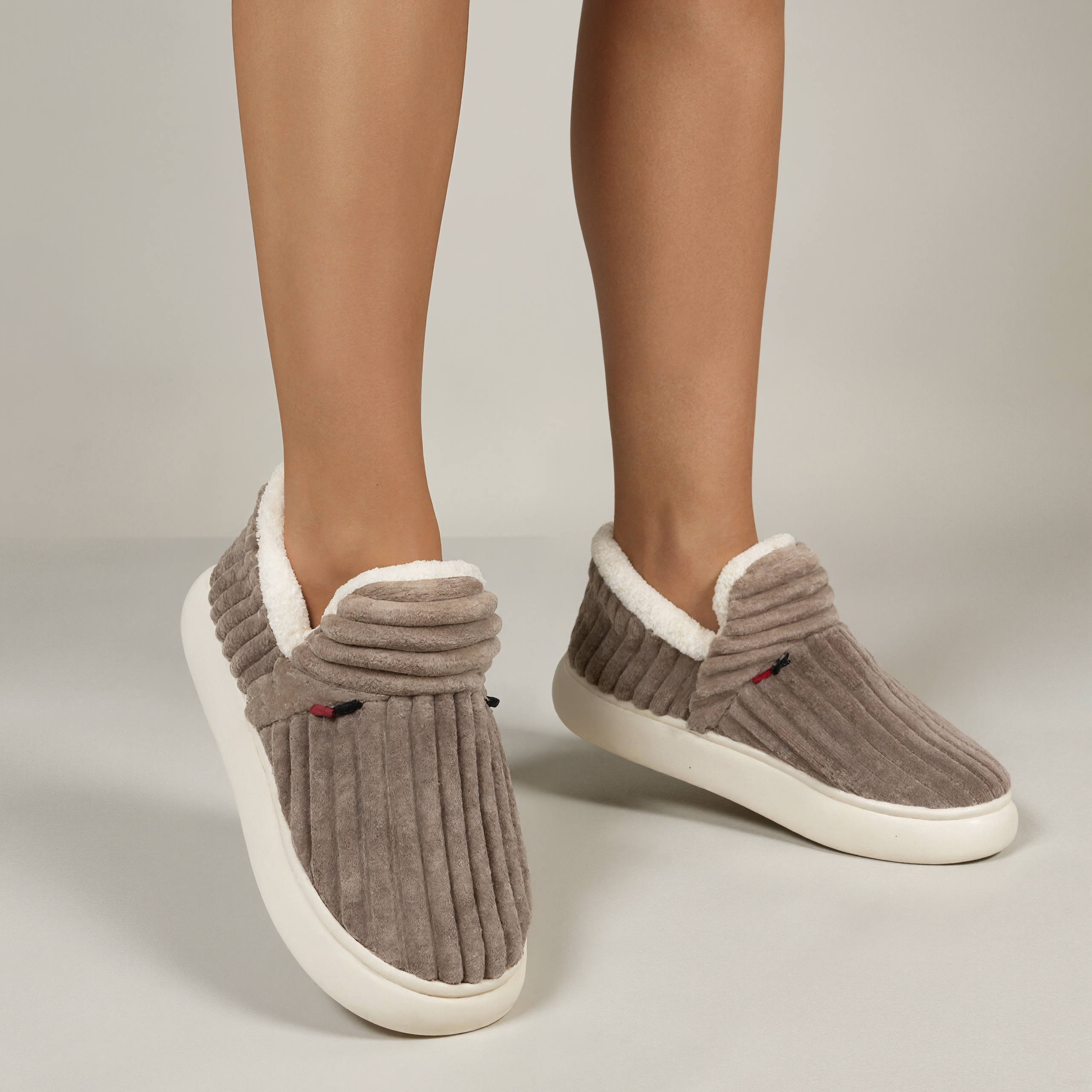 Ribbed Home Slippers With Non Slip Base