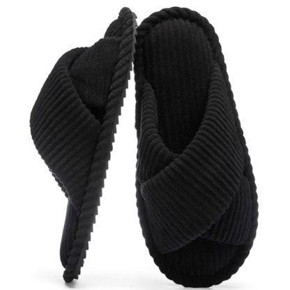 Womens Memory Foam Open Toe Crossband House Slides 