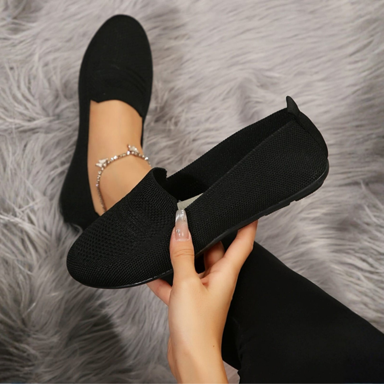 Casual Mesh Slip On Flat Loafers - Top View