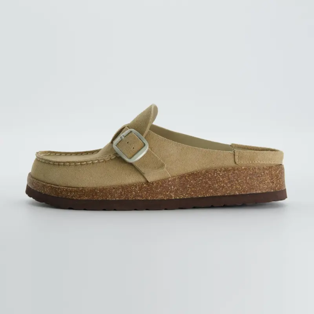 Women's Hobby Suede Cork Footbed ClogsSlip On Clogs With Adjustable Buckle For Women - Image 3