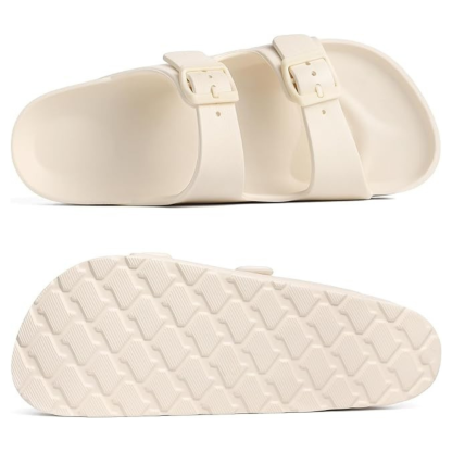 Women Lightweight Foam Slides Sandals with Adjustable Buckle