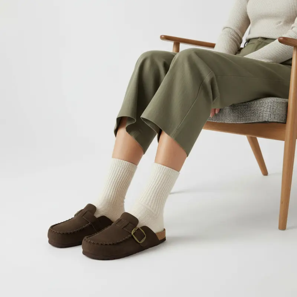 Women's Canoe Suede Cork Footbed ClogComfortable Leather Slip On Mules For Women - Image 11