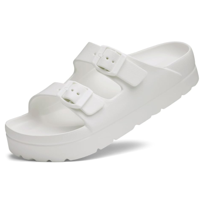 Women Lightweight Foam Slides Sandals with Adjustable Buckle