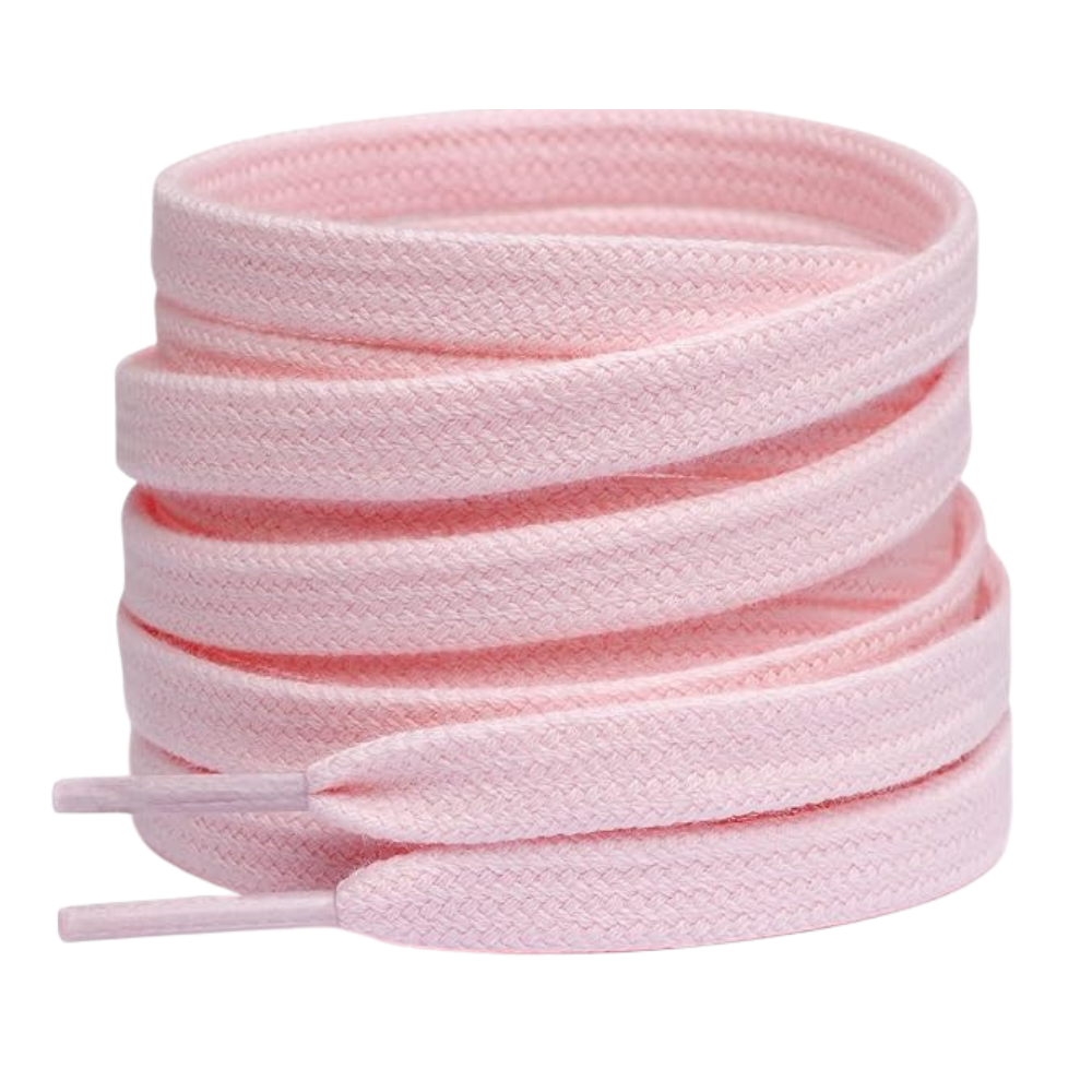 Pair of 2 Cotton Flat Shoelaces Wide for Sneakers and Athletic Shoes