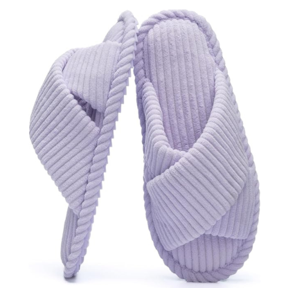 Womens Memory Foam Open Toe Crossband House Slides 