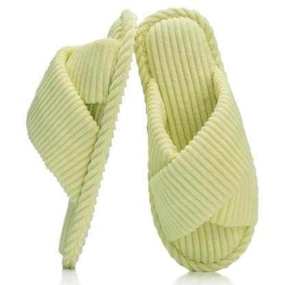 Womens Memory Foam Open Toe Crossband House Slides 