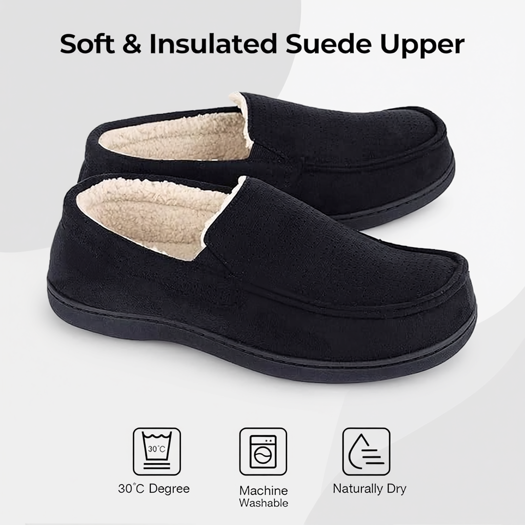 Men’s Suede Memory Foam Moccasin SlippersMen Suede Memory Foam Moccasin Slippers - Image 3