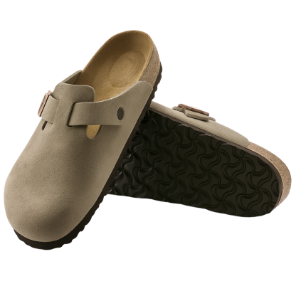 Suede Leather Clogs With Soft Adjustable Buckle Clogs