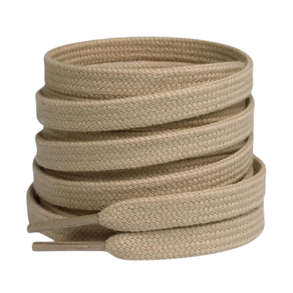Pair of 2 Cotton Flat Shoelaces Wide for Sneakers and Athletic Shoes