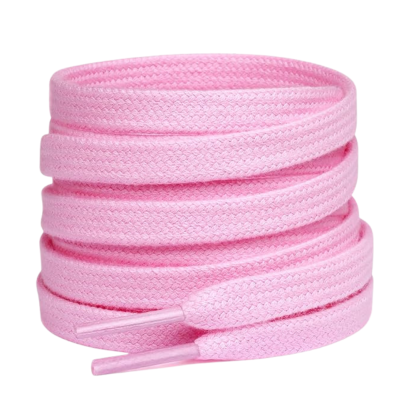 Pair of 2 Cotton Flat Shoelaces Wide for Sneakers and Athletic Shoes