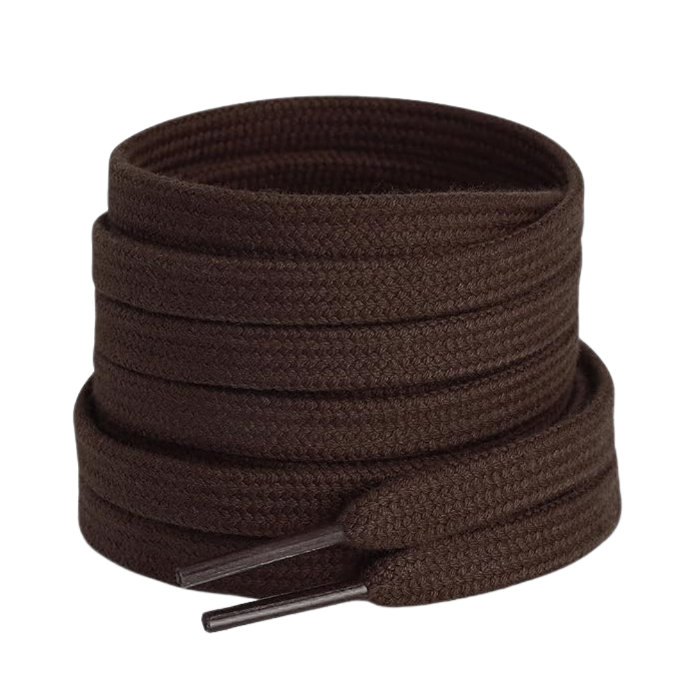 Pair of 2 Cotton Flat Shoelaces Wide for Sneakers and Athletic Shoes