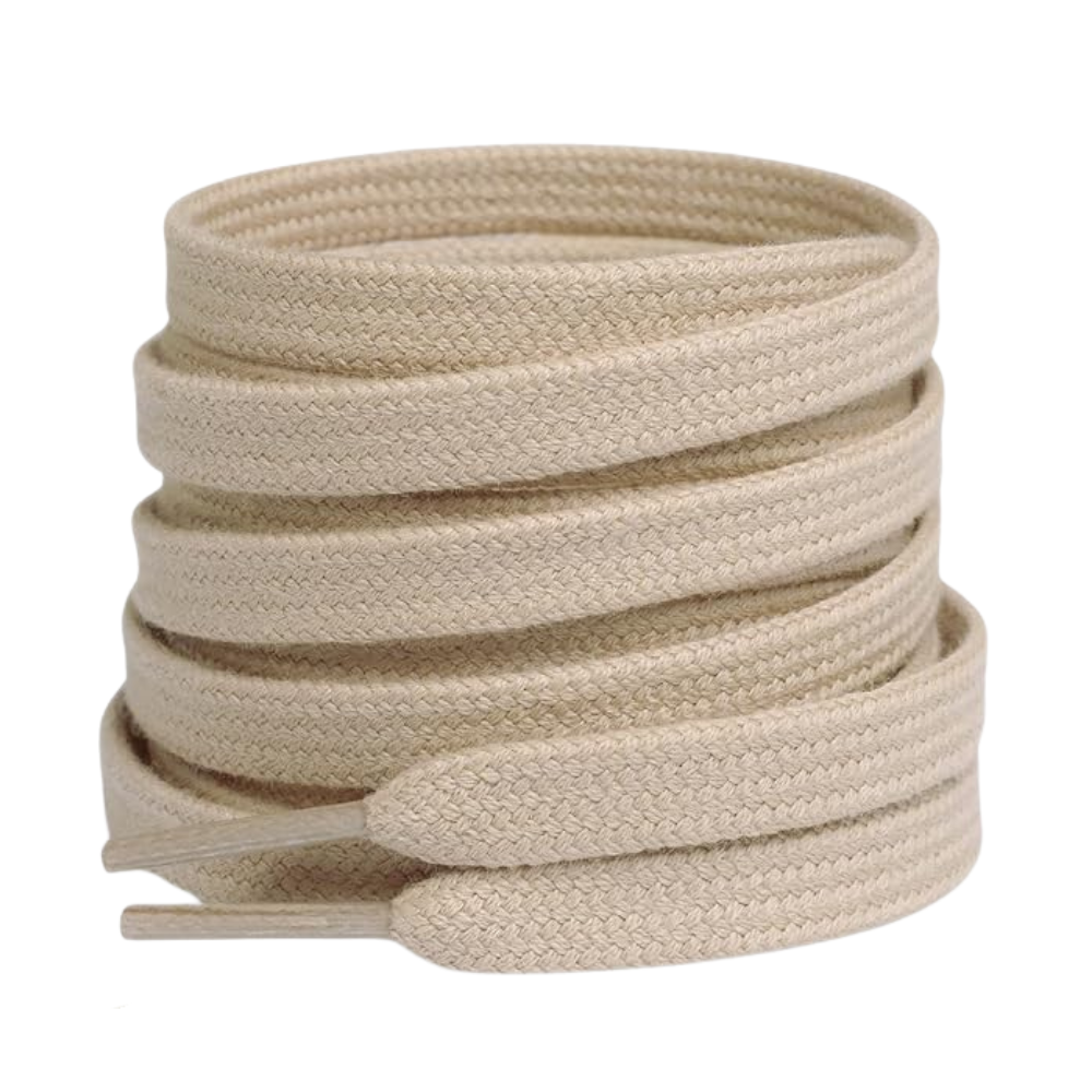Pair of 2 Cotton Flat Shoelaces Wide for Sneakers and Athletic Shoes