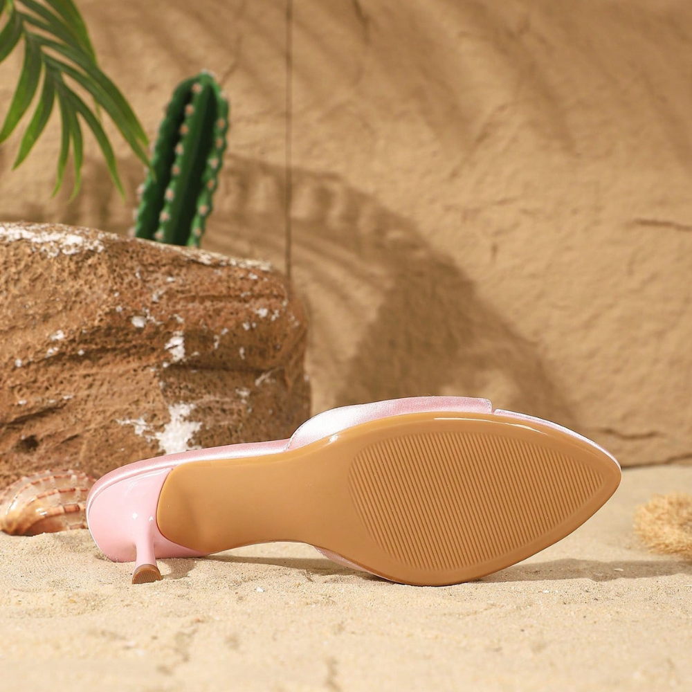 Criss Cross Strappy Slip On Mule Sandals For Women in White - Front View