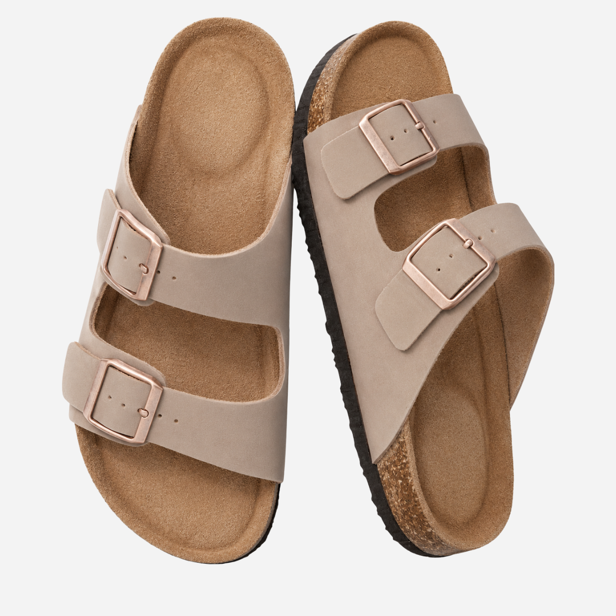 Women's Plush Cork Sandals - Comfortable Everyday Wear in Brown, Black, Silver & More