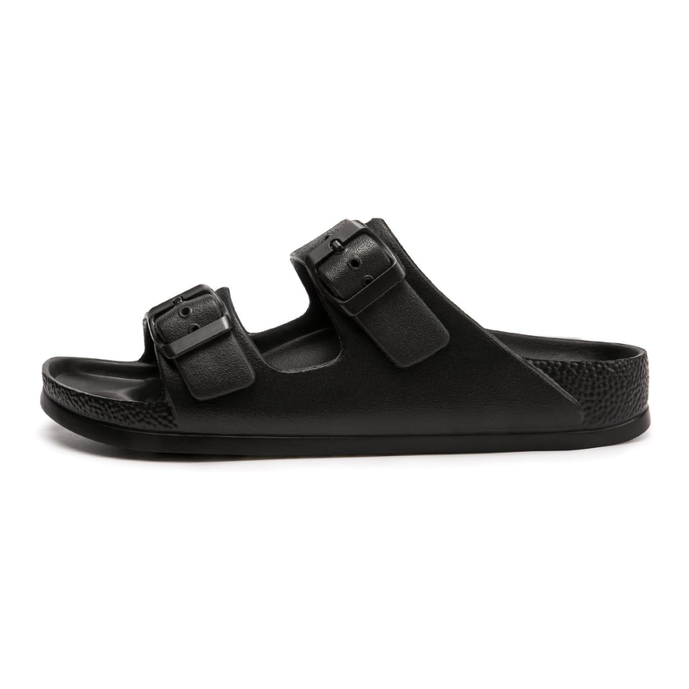 Women Adjustable Double Buckle Comfort Flat Slide SandalsWomen Adjustable Double Buckle Comfort Flat Slide Sandals - Image 5