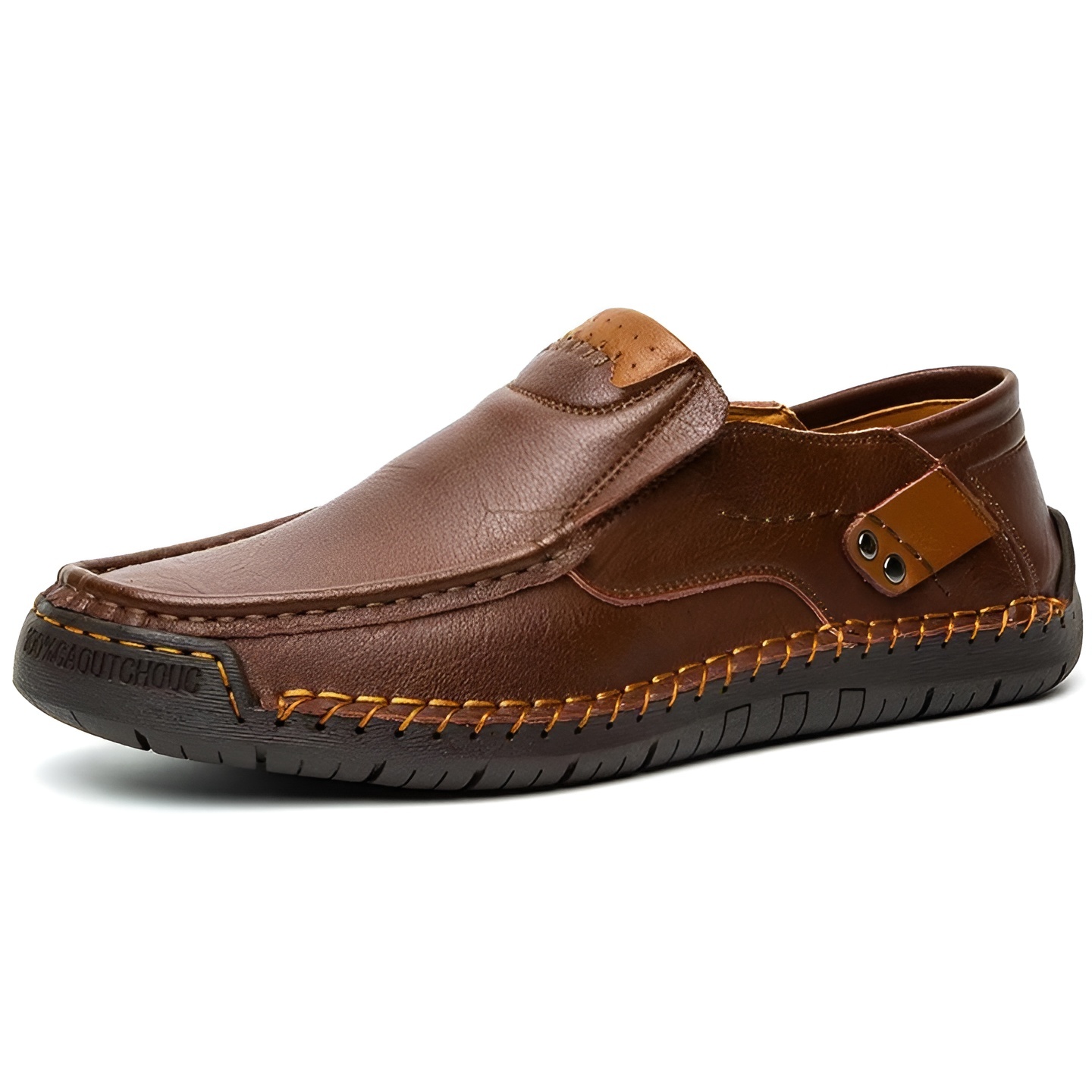 Men's Classic Leather Cushioned Shoes - Non-Slip Comfort in Dark Brown - Back View