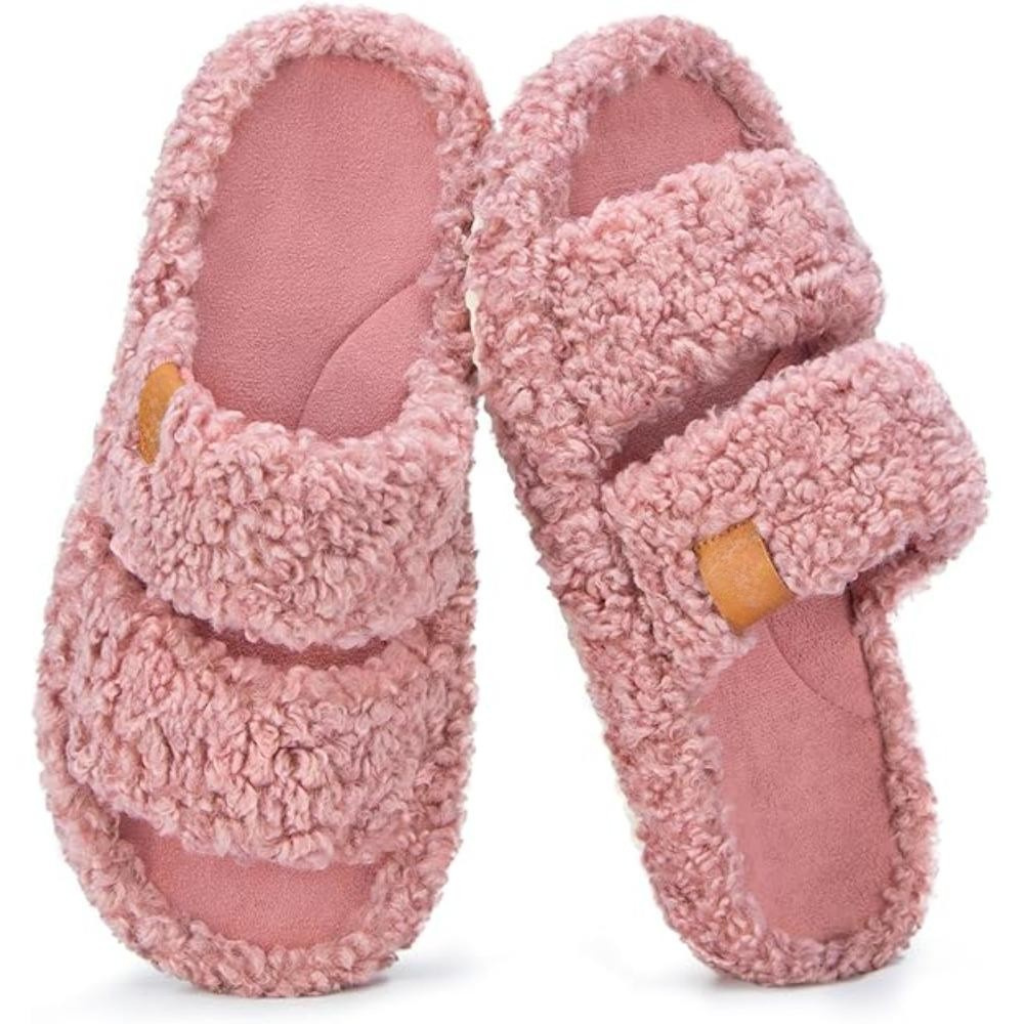 Women Memory Foam Fuzzy Open Toe House SlippersWomen Memory Foam Fuzzy Open Toe House Slippers - Image 6