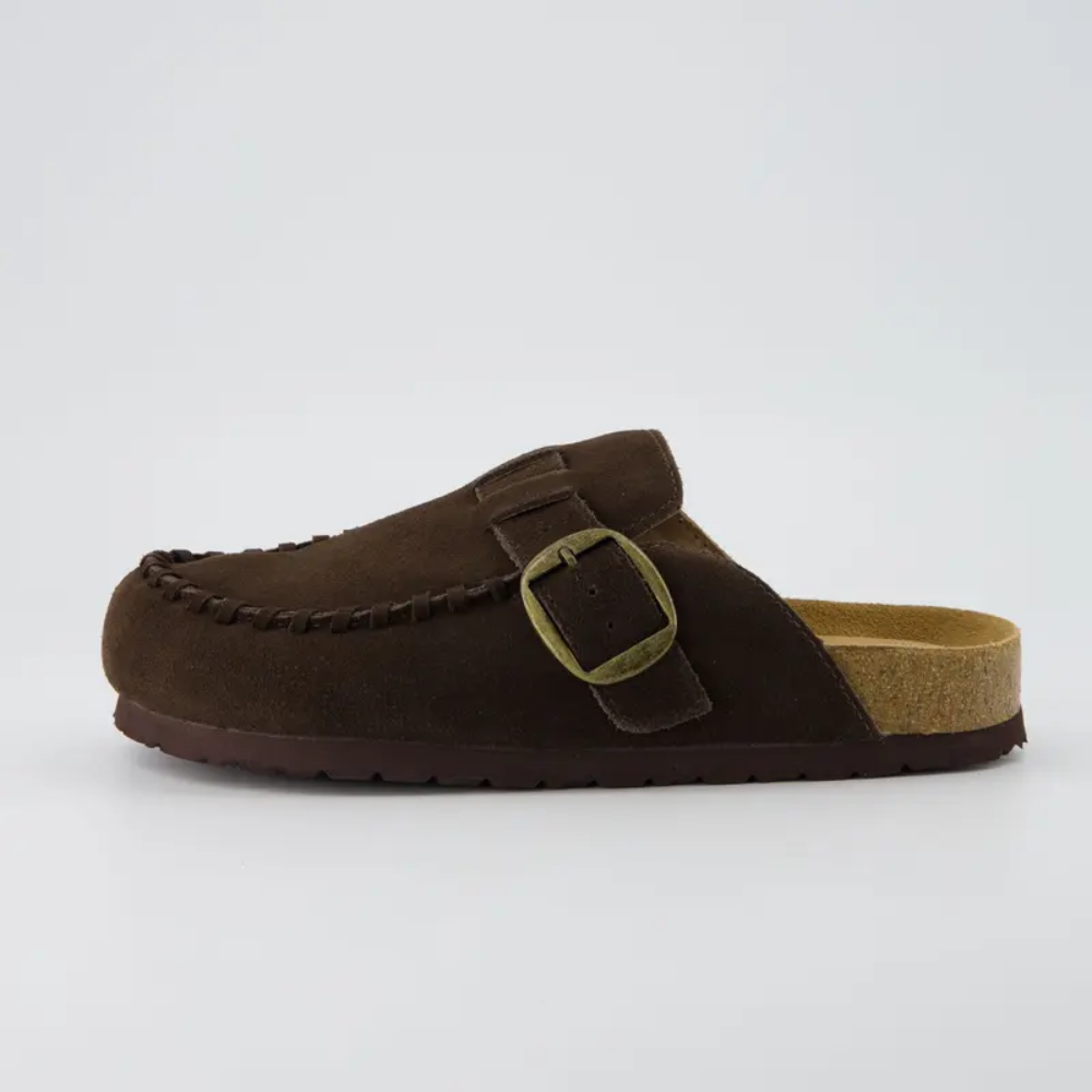 Women's Canoe Suede Cork Footbed ClogComfortable Leather Slip On Mules For Women - Image 5