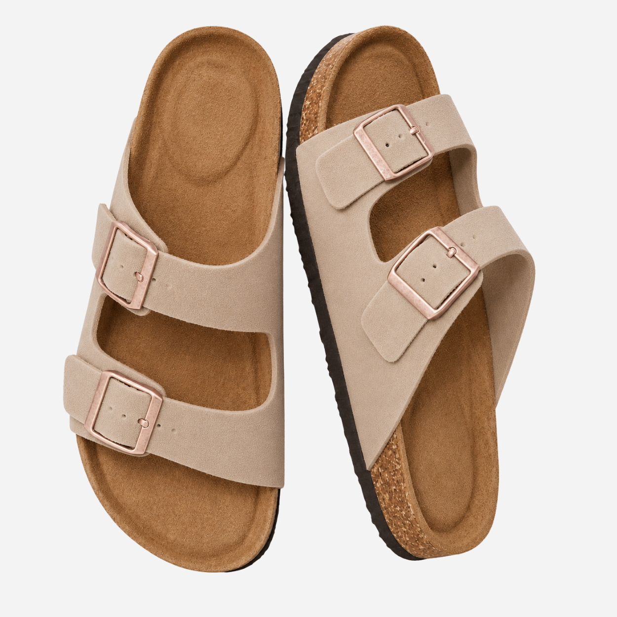 Women's Plush Cork Sandals - Comfortable Everyday Wear in Brown, Black, Silver & More