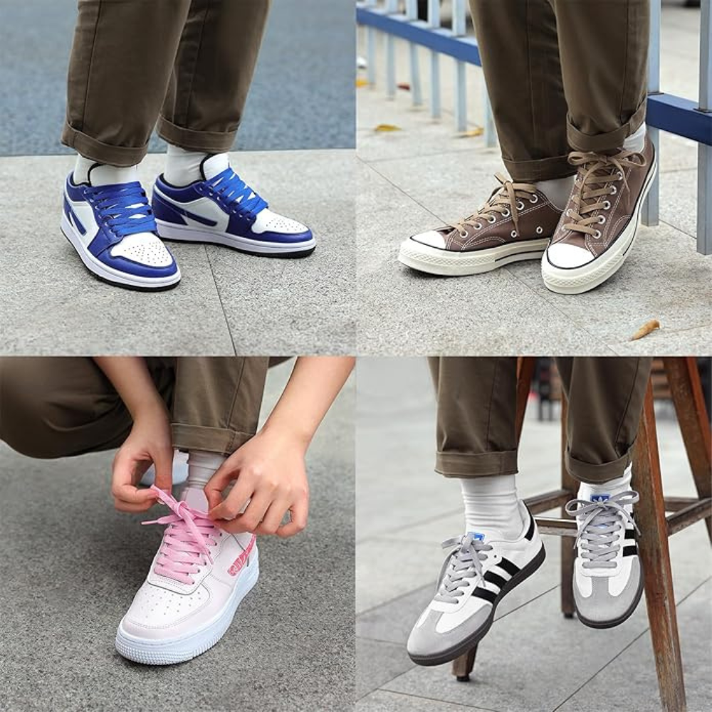 Pair of 2 Flat Shoelaces for Sneakers