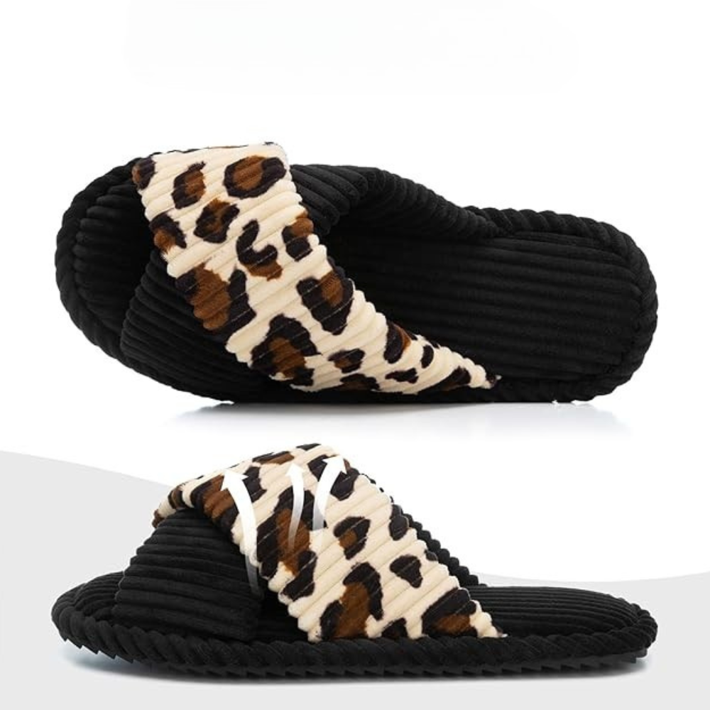 Womens Memory Foam Open Toe Crossband Slides 