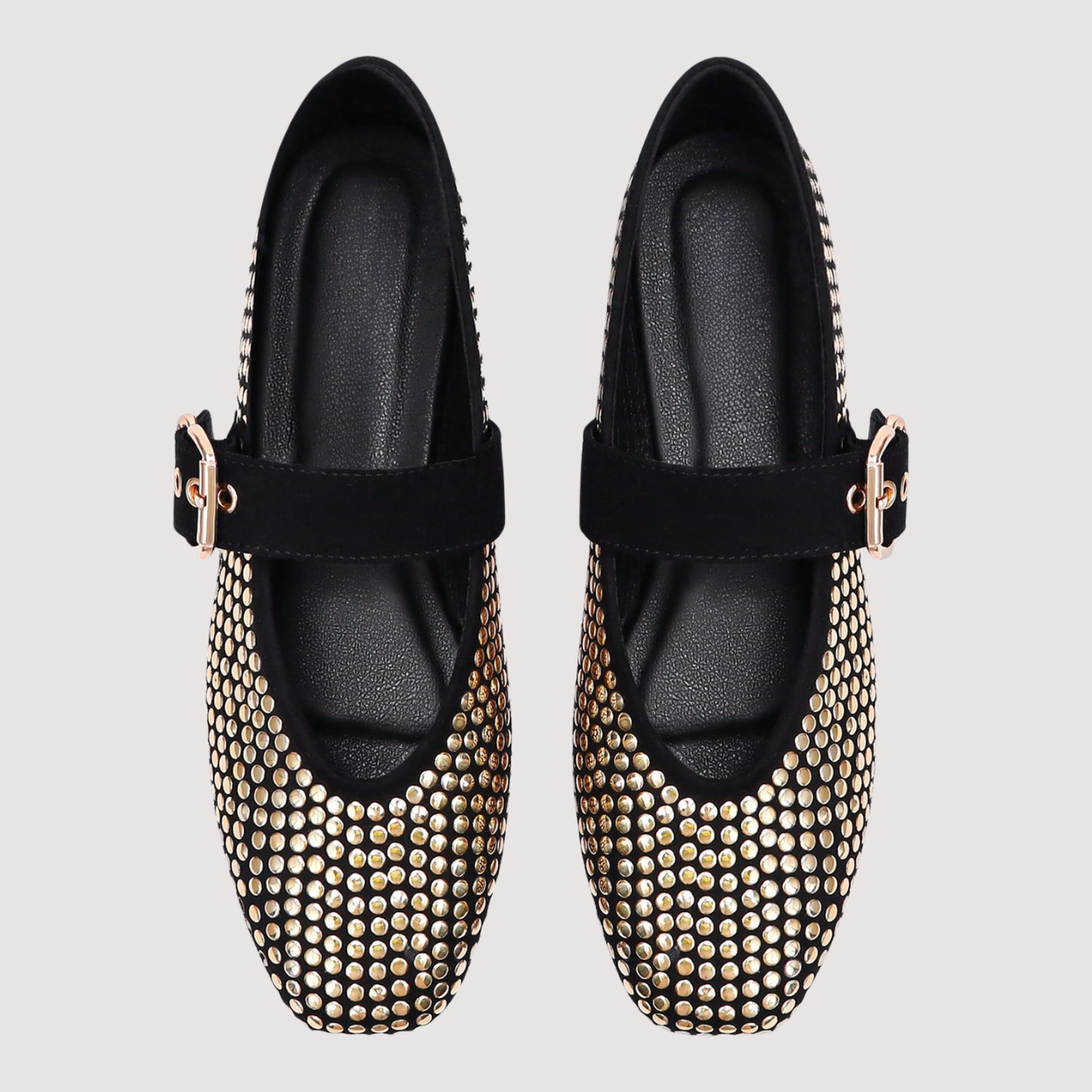 Sequin Flat Shoes With Buckle Strap For Women in Brown - Right Side