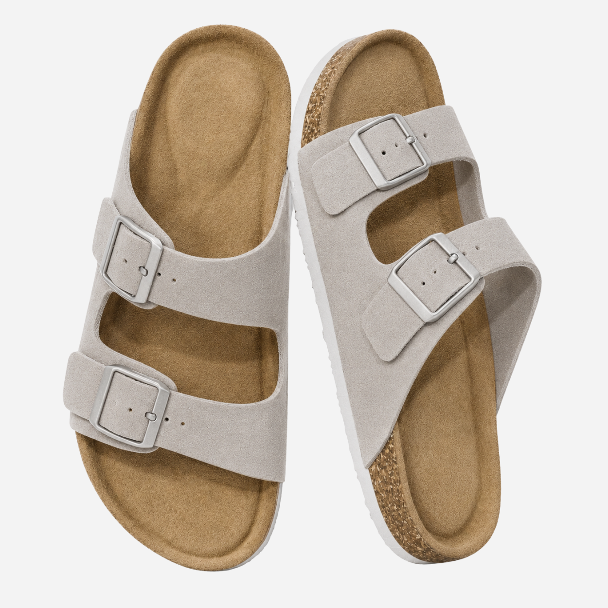 Women's Plush Cork Sandals - Comfortable Everyday Wear in Brown, Black, Silver & More