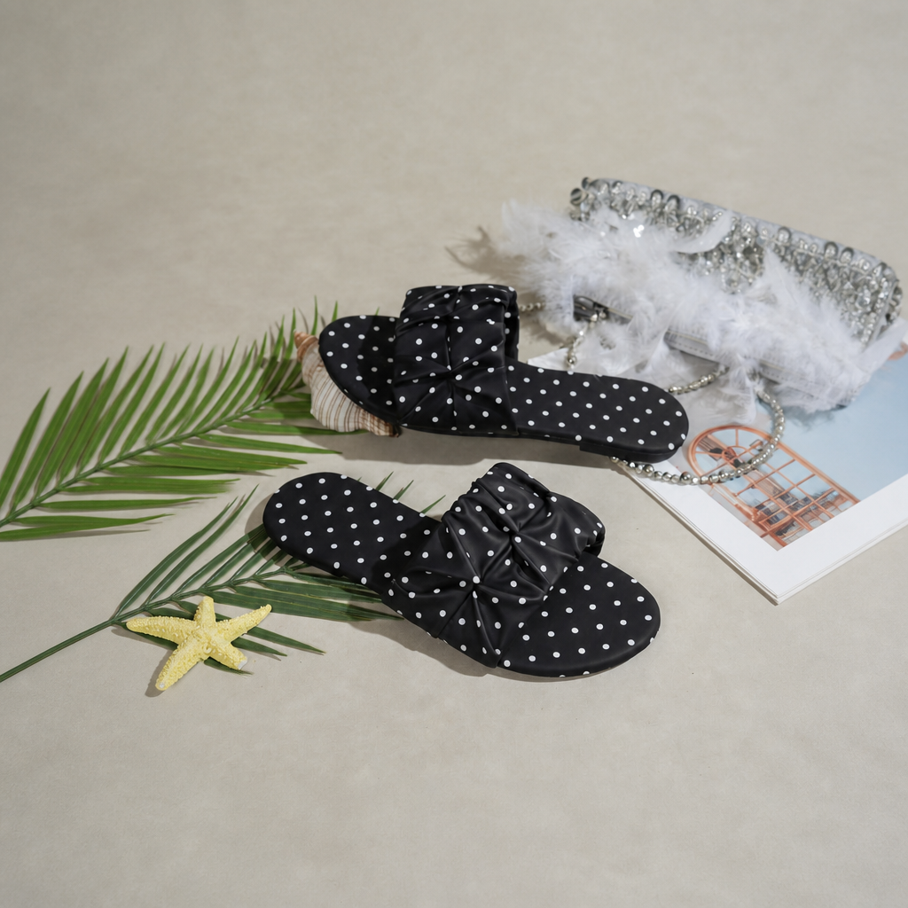 Big Bow Flat Slip On Slippers with Lightweight Design for Women