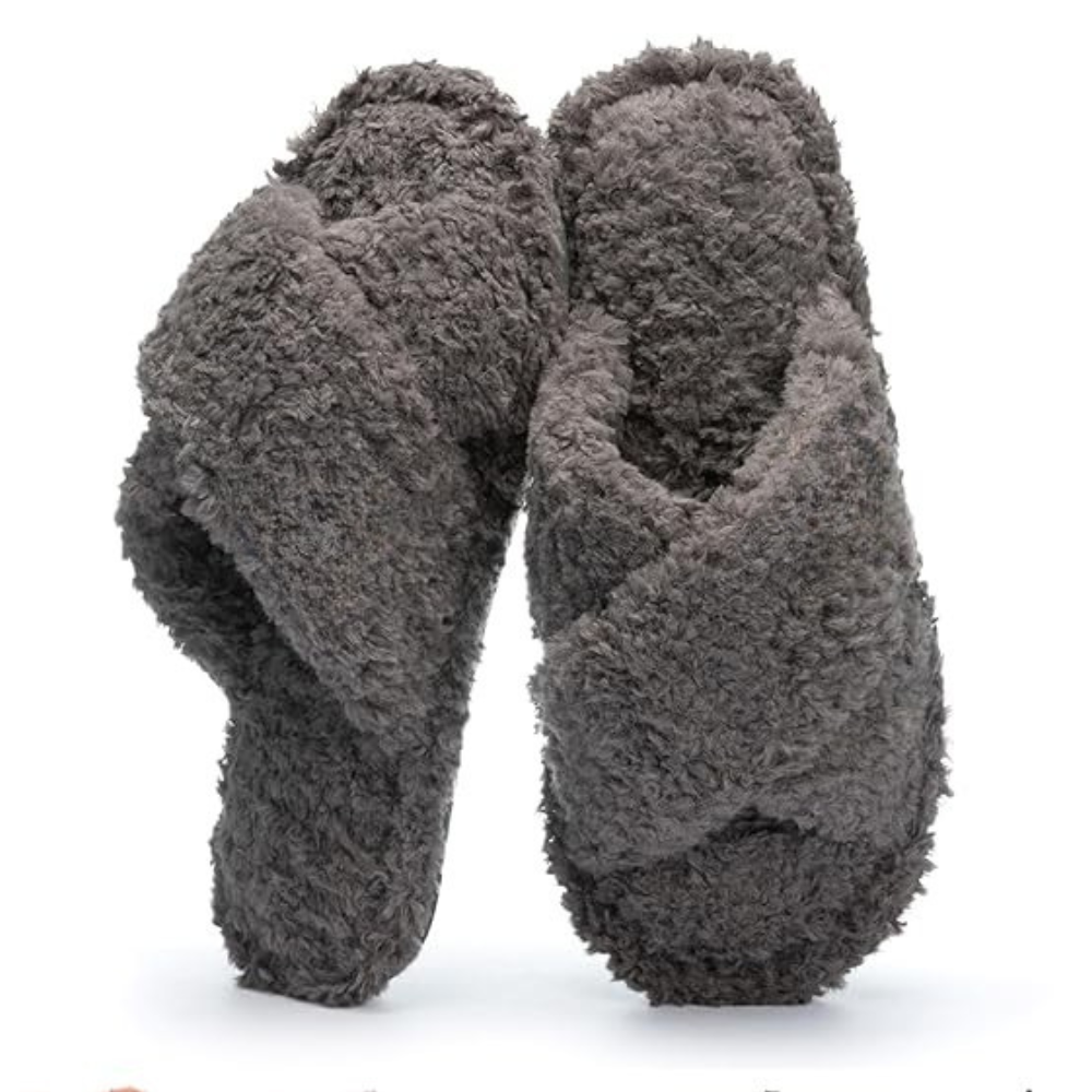 Womens Memory Foam Open Toe Crossband House Slides