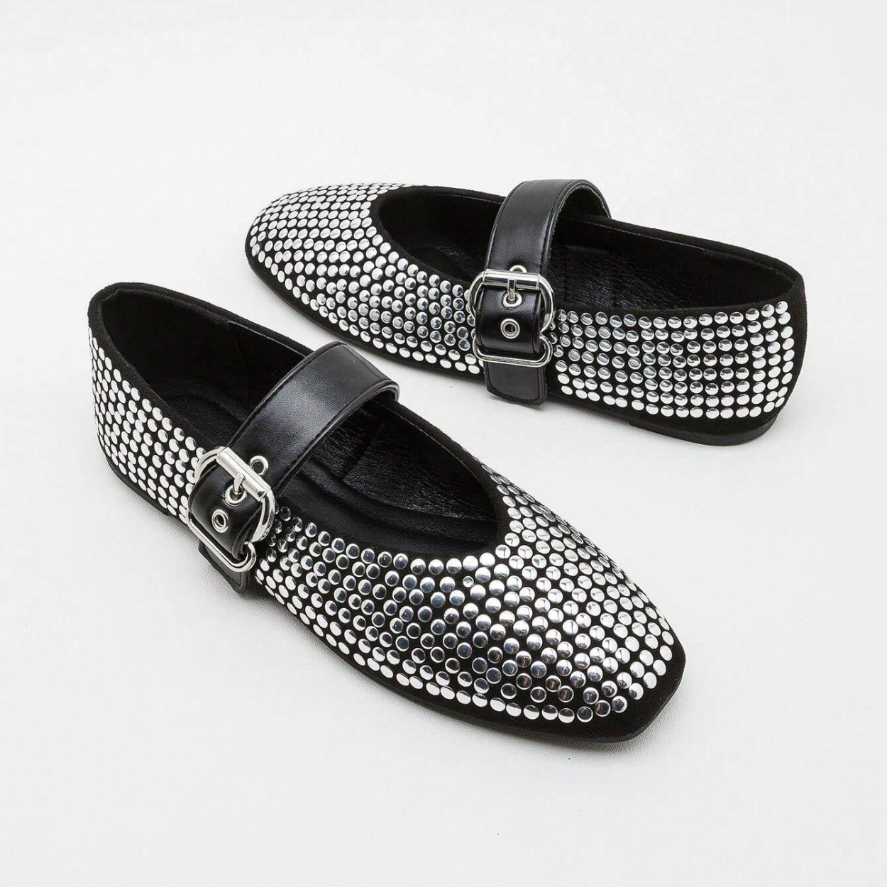 Sequin Flat Shoes With Buckle Strap For Women in Golden - Top View
