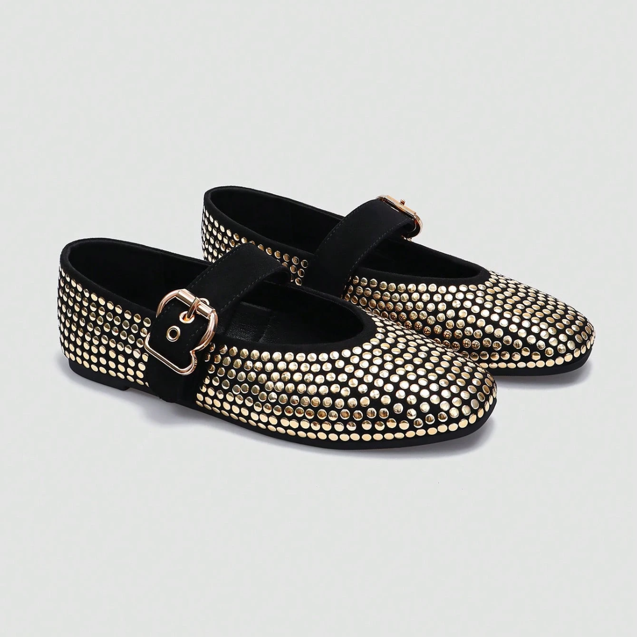 Sequin Flat Shoes With Buckle Strap For Women in Silver - Heel Detail