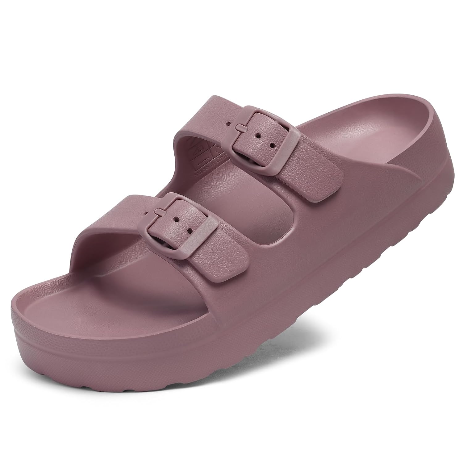 Lightweight Platform Slip On Sandals With Double Buckle Design For Women
