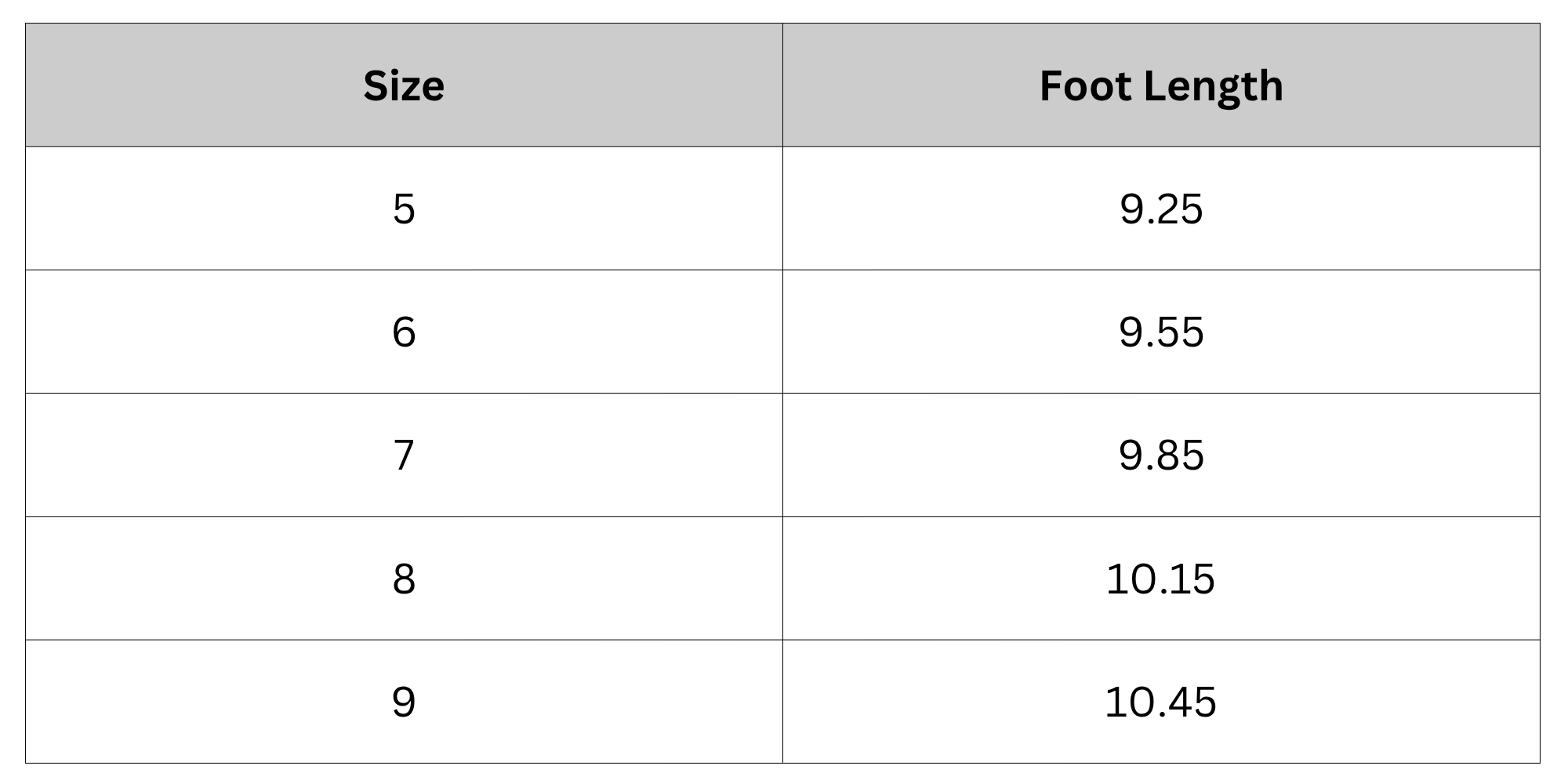 Size Chart