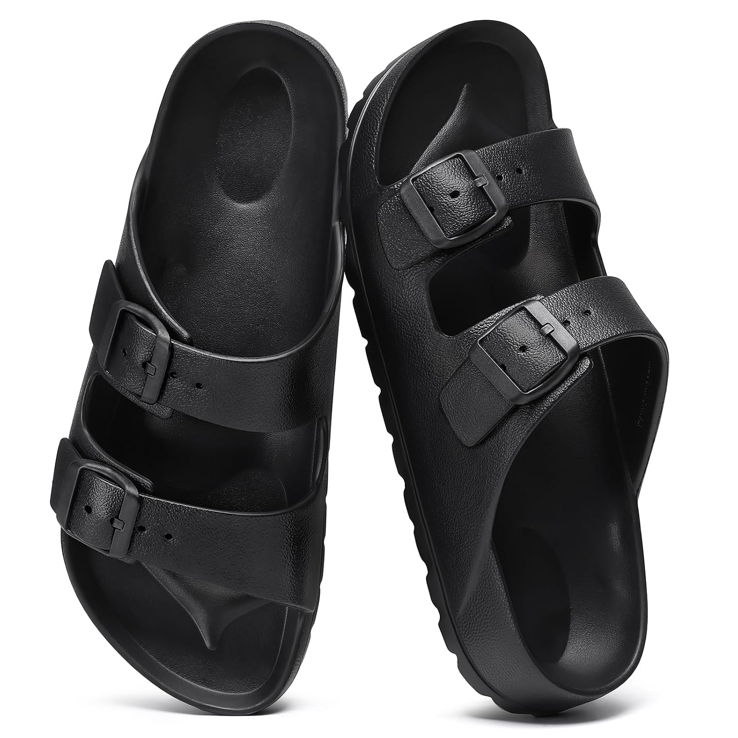 Lightweight Slip On Slide Waterproof Sandals With Adjustable Double Buckle For Women