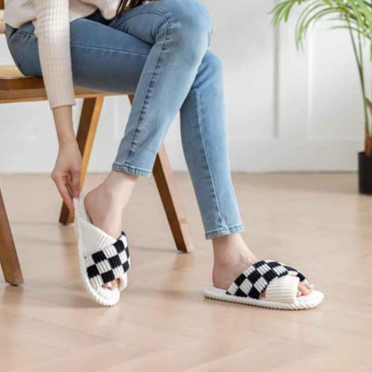 Womens Memory Foam Open Toe Crossband Slides 