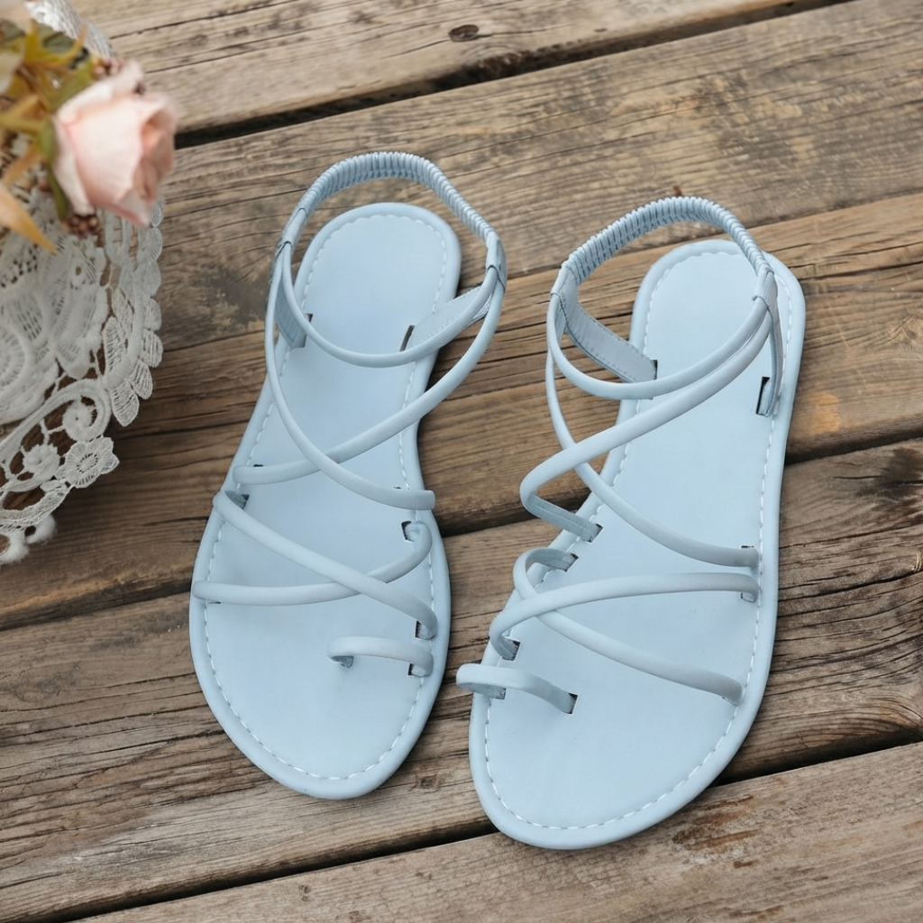 Lightweight Criss Cross Strap Slingback Flat Sandals With Elastic Back For Women