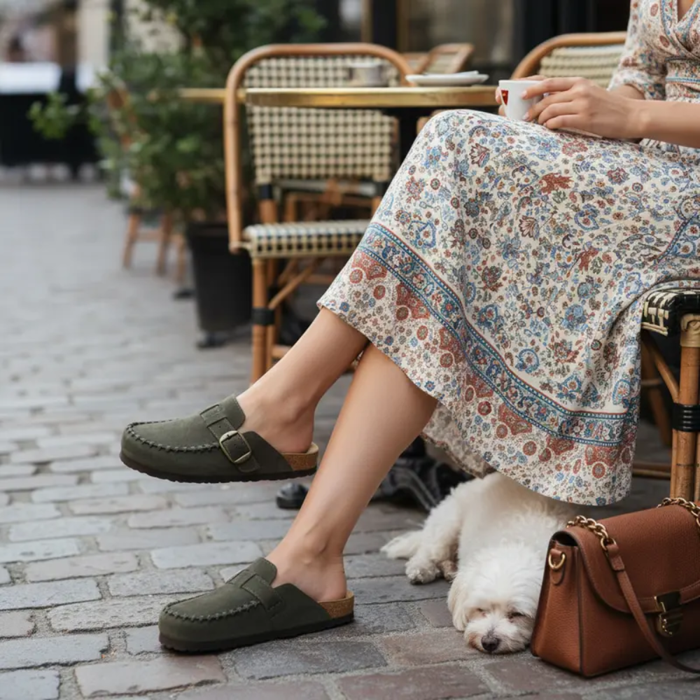 Women's Canoe Suede Cork Footbed ClogComfortable Leather Slip On Mules For Women - Image 13