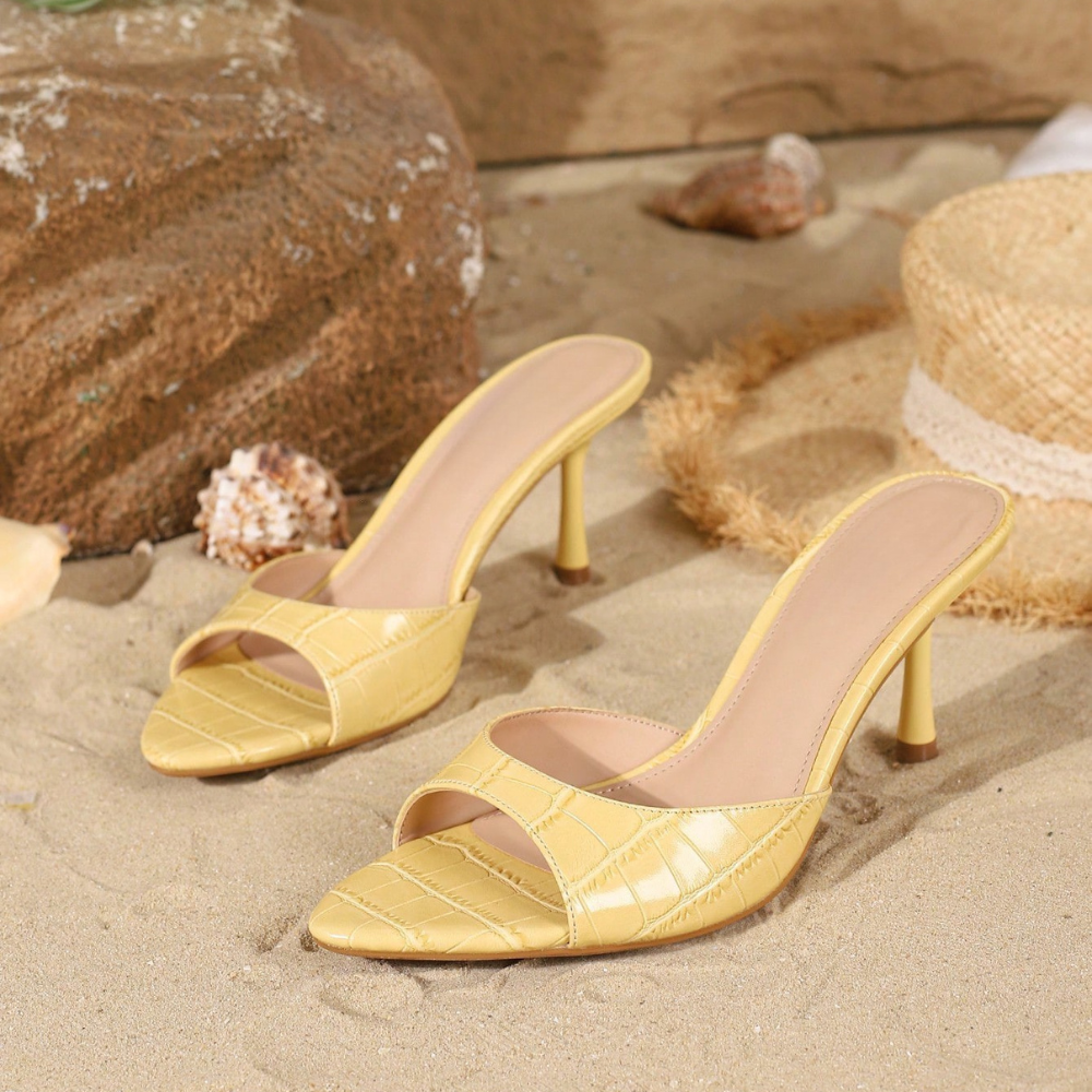 Strappy Open Toe High Heel Sandals For Women in Pink - Left Side