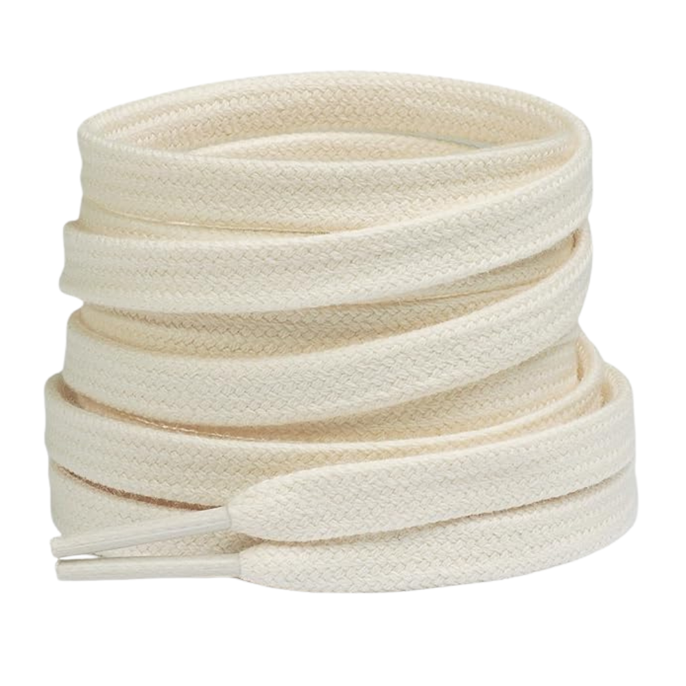 Pair of 2 Cotton Flat Shoelaces Wide for Sneakers and Athletic Shoes