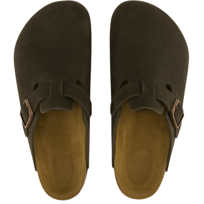 Suede Leather Clogs With Soft Adjustable Buckle Clogs