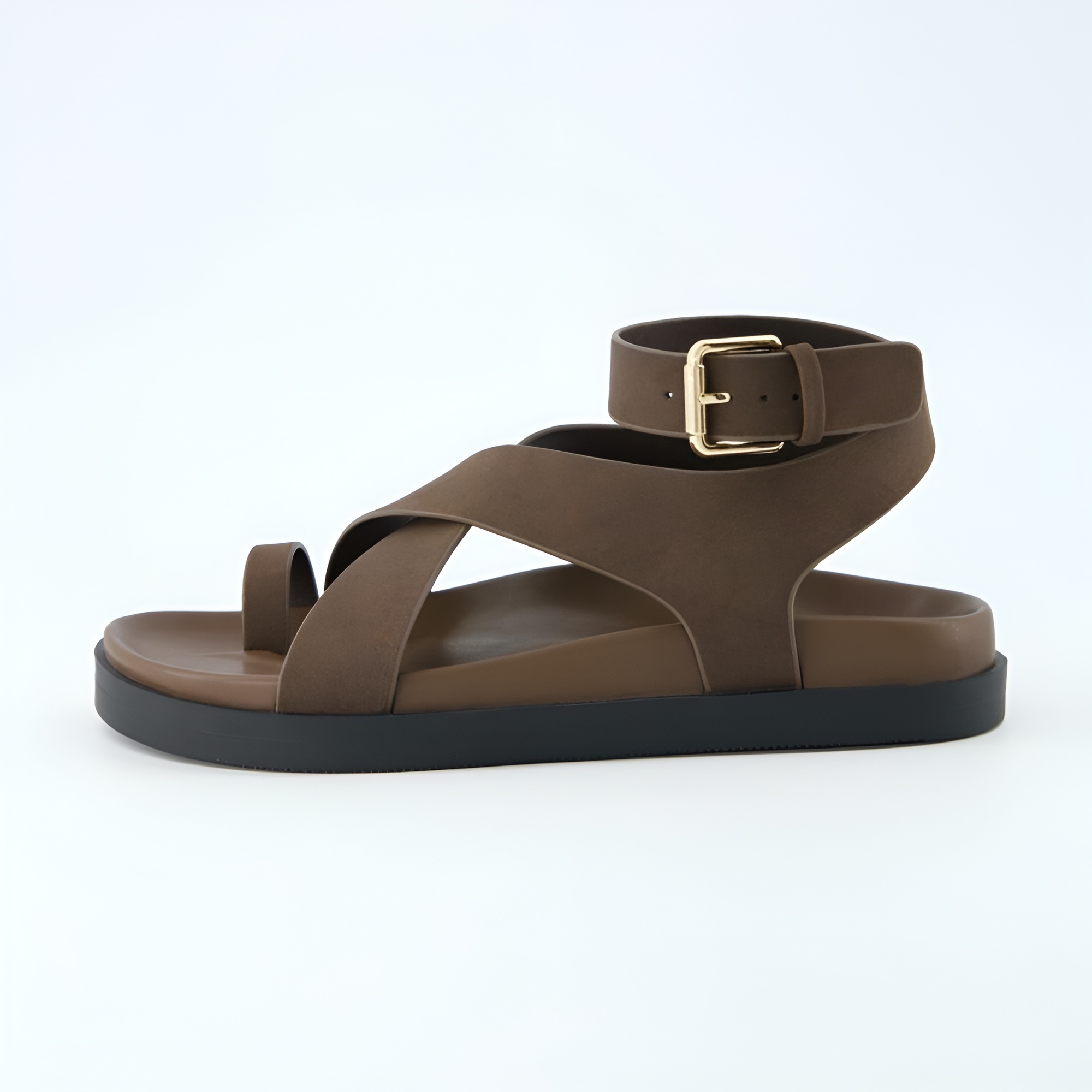 Adjustable Buckle Sandals Entry Footbed Wrap - Indoor Outdoor in Brown - Top View
